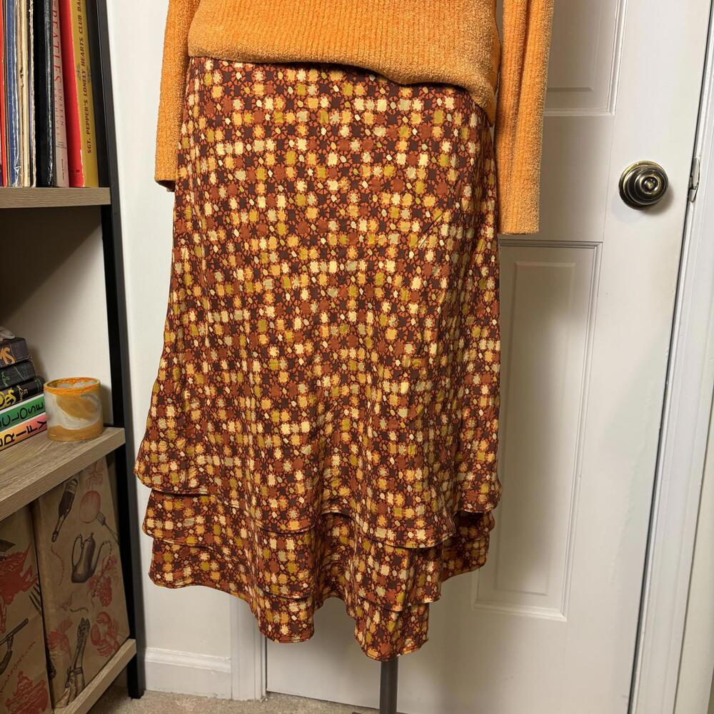Calvin Klein Low Rise Floral Silk Skirt